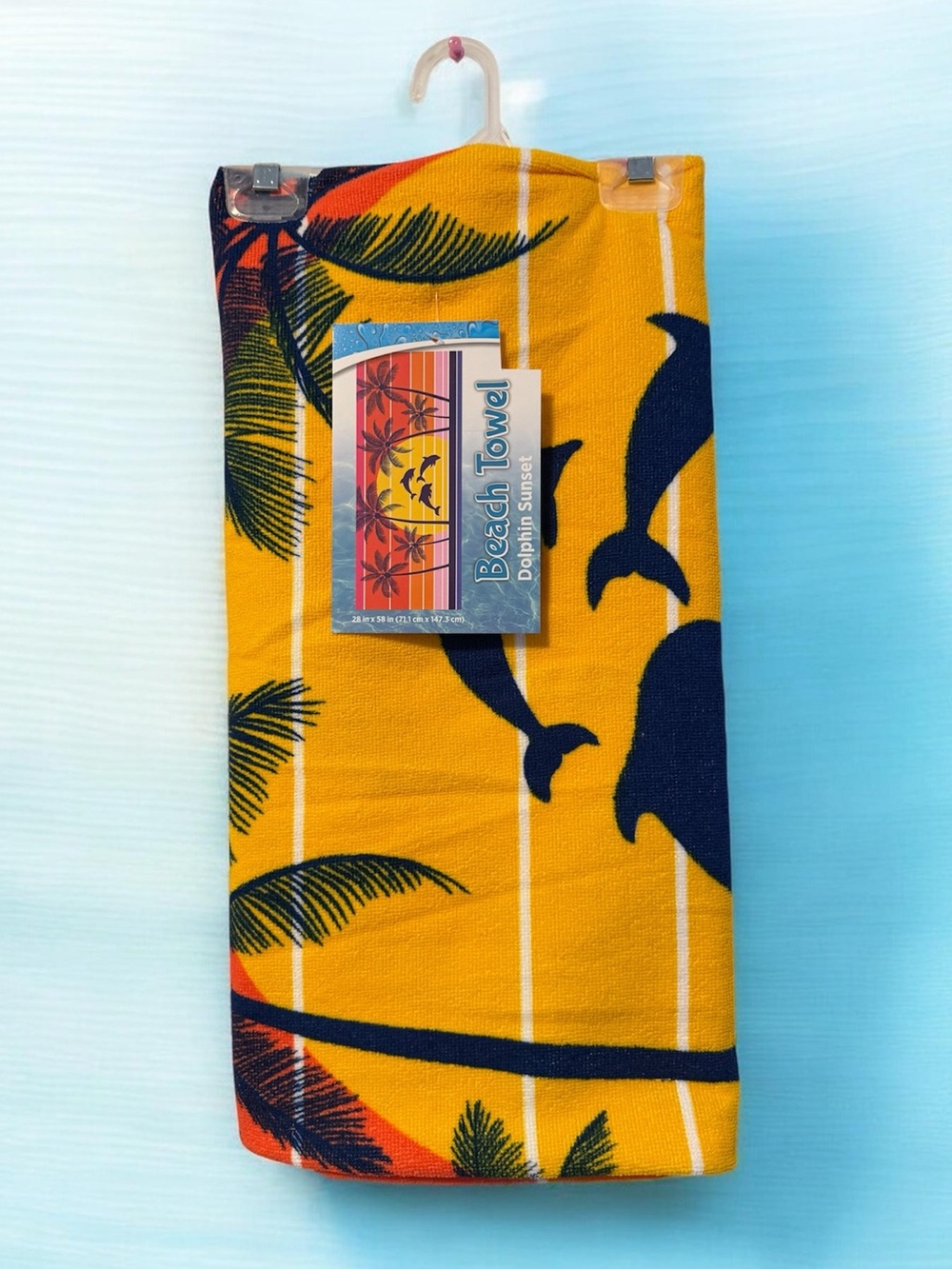 Dolphin Sunset Beach Towel - Sunset & Palm Print